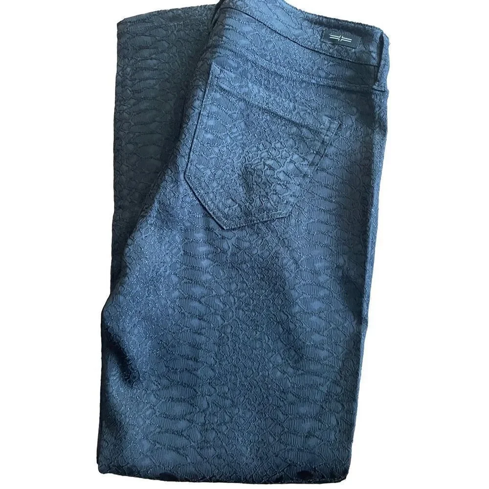 Liverpool Jean Company black jacquard pants with geometric textured patterns all